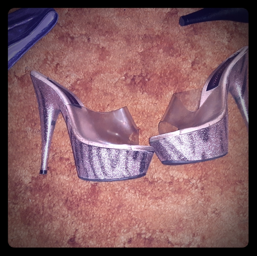 Pink Zebra Glitter Heels
